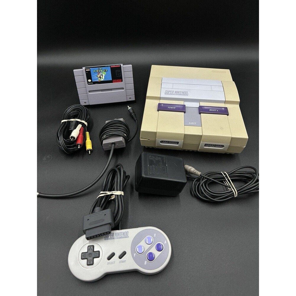 Nintendo SNES No. SNS-001 Console with OEM Controller/Cables, Super Mario World